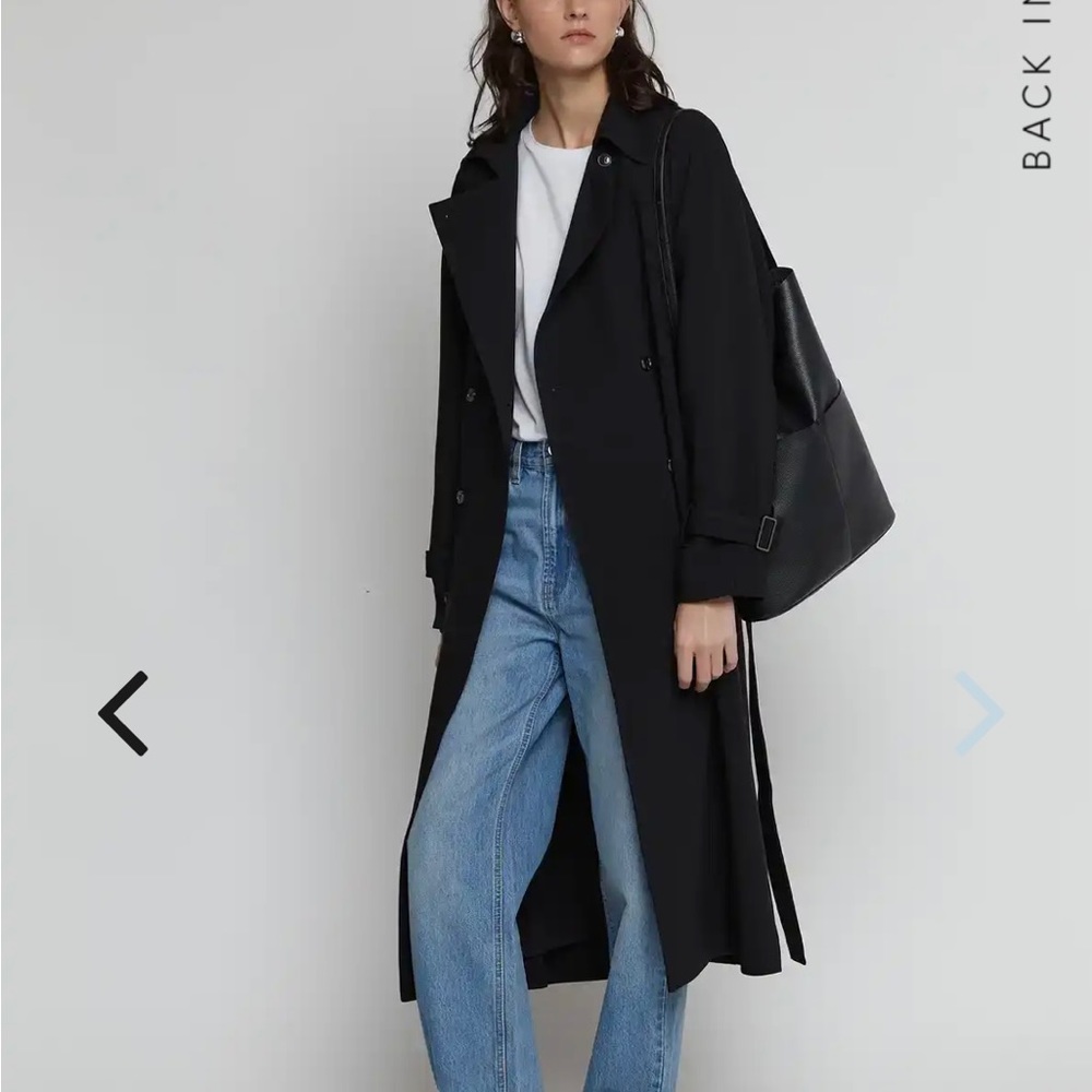 OAK + FORT Elegant Black Trench Coat